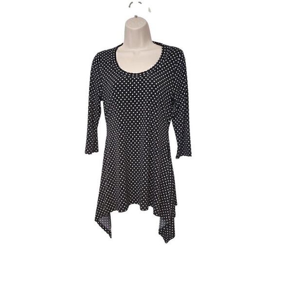 chaus new york blouse 3/4 Sleeve Polka-Dots Blouse Size Small - Picture 1 of 7